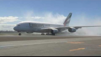 Embedded thumbnail for The arrival of the first A380 to Christchurch International Airport